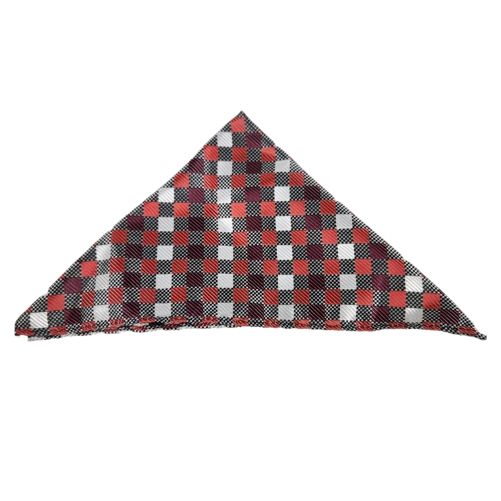 Bergamo New York Diamond Pattern Black Orange Mens Necktie with Pocket Square